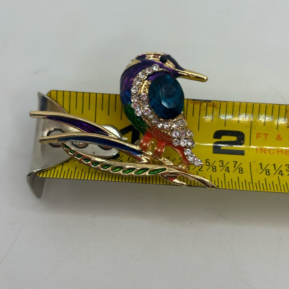 Colorful Bird Brooch with Rhinestones - Picture 5 of 6